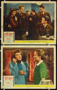 4g805 THIRTY SECONDS OVER TOKYO 2 movie lobby cards '44 pilots Robert Walker & Van Johnson!