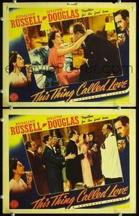 4g809 THIS THING CALLED LOVE 2 lobby cards '41 romantic images of Rosalind Russell & Melvyn Douglas!