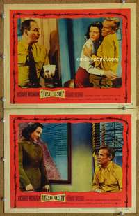 4g824 TIME LIMIT 2 movie lobby cards '57 Richard Widmark, Richard Basehart, Dolores Michaels!