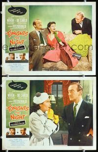 4g831 TONIGHT'S THE NIGHT 2 movie lobby cards '54 David Niven, Yvonne De Carlo, Happy Ever After!