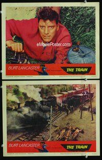 4g838 TRAIN 2 movie lobby cards '65 Burt Lancaster, John Frankenheimer directed!