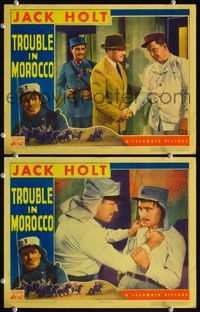 4g841 TROUBLE IN MOROCCO 2 movie lobby cards '37 Jack Holt as Legionnaire!