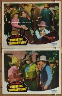 4g842 TUMBLING TUMBLEWEEDS 2 movie lobby cards R44 cowboy Gene Autry!