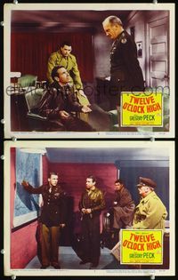 4g845 TWELVE O'CLOCK HIGH 2 movie lobby cards R55 Gregory Peck, Hugh Marlowe, Dean Jagger!