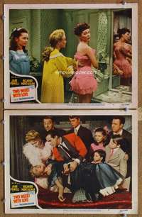 4g851 TWO WEEKS WITH LOVE 2 movie lobby cards '50 Jane Powell faints into Ricardo Montalban's arms!