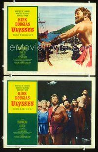 4g853 ULYSSES 2 movie lobby cards R60 profile of Kirk Douglas in the title role!