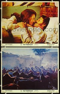 4g854 UNDEFEATED 2 movie lobby cards '69 romantic close-up of Civil War Rock Hudson, Lee Meriwether!