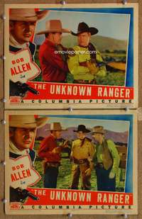 4g858 UNKNOWN RANGER 2 movie lobby cards '36 Bob Allen defies rustlers, disarms badguy!