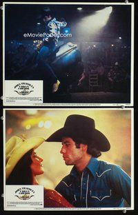 4g862 URBAN COWBOY 2 lobby cards '80 cool images of cowboy John Travolta, Madolyn Smith-Osborne!