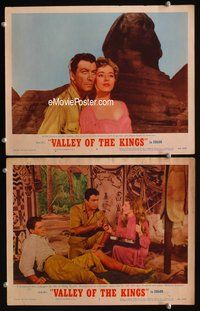 4g866 VALLEY OF THE KINGS 2 movie lobby cards '54 Robert Taylor & Eleanor Parker in front of Sphinx!