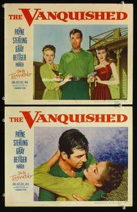 4g868 VANQUISHED 2 movie lobby cards '53 John Payne w/Jan Sterling & Coleen Gray!