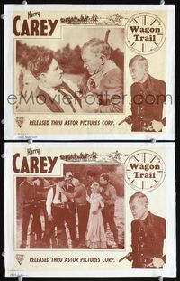 4g875 WAGON TRAIL 2 movie lobby cards R48 Harry Carey, Gertrude Messinger, western!