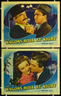 4g876 WAGONS ROLL AT NIGHT 2 lobby cards '41 Eddie Albert, Sylvia Sidney, directed by Ray Enright!