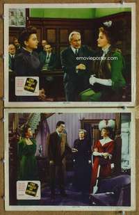 4g878 WALLS OF JERICHO 2 lobby cards '48 Cornel Wilde, Anne Baxter, Linda Darnell in courtroom!