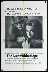 4h446 GREAT WHITE HOPE 1sh '70 Jack Johnson boxing biography, Jane Alexander, James Earl Jones!