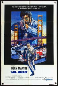 4h688 MR. RICCO 1sh '74 Dean Martin, Paul Bogart directed, cool L. Salle artwork!