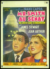 4k092 MR. SMITH GOES TO WASHINGTON Belgian '40s different art of James Stewart & Jean Arthur!