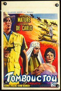 4k140 TIMBUKTU Belgian '59 art of Victor Mature, Yvonne De Carlo, desert torture!