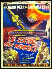 4k149 WHEN WORLDS COLLIDE Belgian '51 George Pal classic doomsday thriller, cool sci-fi art!