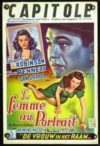 4k154 WOMAN IN THE WINDOW Belgian R50s art of Edward G. Robinson, sexy Joan Bennett w/scissors!