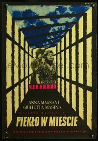 4k410 HELL IN THE CITY Polish 23x33 '58 Anna Magnani, Wojciech Wenzel art of women in prison!