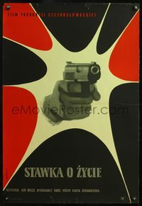 4k425 KEY MAN Polish 23x34 '57 Jiri Weiss' Hra o zivot, Wiktor Gorka art of gun in hand!