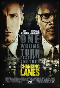 4m302 CHANGING LANES DS advance 1sh '02 close-up of Samuel L. Jackson, Ben Affleck!