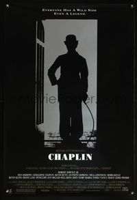 4m303 CHAPLIN 1sh '92 great silhouette image of Robert Downey Jr. as Charlie!