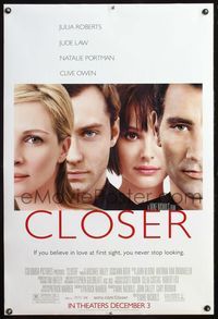 4m332 CLOSER DS advance 1sh '04 Natalie Portman, Jude Law, Julia Roberts, Clive Owen!