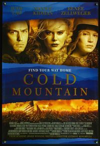 4m336 COLD MOUNTAIN 1sh '03 Jude Law, Nicole Kidman & Renee Zellweger!