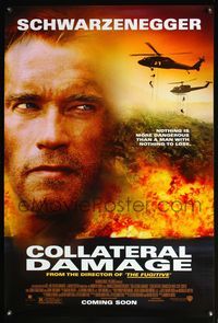 4m338 COLLATERAL DAMAGE advance 1sh '02 Arnold Schwarzenegger w/explosions & helicopters!