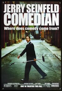 4m342 COMEDIAN advance 1sh '02 great image of Jerry Seinfeld walking across street with microphone!