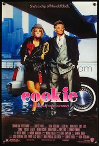 4m352 COOKIE 1sh '89 cool image of Peter Falk & Dianne Wiest under bridge!