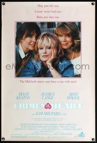 4m362 CRIMES OF THE HEART 1sh '86 great close up of Diane Keaton, Sissy Spacek & Jessica Lange!