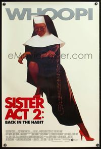 4m743 SISTER ACT 2 DS int'l 1sh '93 wacky image of nun Whoopi Goldberg in heels!