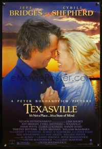 4m772 TEXASVILLE DS 1sh '90 Peter Bogdanovich, Jeff Bridges gets close w/Cybill Shepherd!