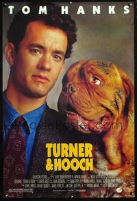 4m787 TURNER & HOOCH DS 1sh '89 Craig T. Nelson, Tom Hanks & dirty dog!