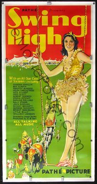 4r110 SWING HIGH linen 3sh '30 full-length art of trapeze girl Helen Twelvetrees + circus parade!