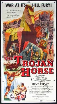 4r115 TROJAN HORSE linen 3sh '62 mighty Steve Reeves in a surging spectacle of savagery & sex!