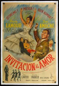 4r386 SLIGHTLY FRENCH linen Argentinean '48 different art of dancing Dorothy Lamour & Don Ameche!