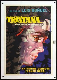 4r389 TRISTANA linen Argentinean '70 Luis Bunuel, really cool super close art of Catherine Deneuve!