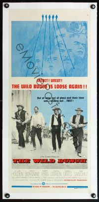 4r152 WILD BUNCH linen Aust daybill R70s Sam Peckinpah classic, William Holden, Ernest Borgnine