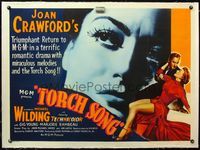 4r125 TORCH SONG linen British quad '53 different super close up of tough baby Joan Crawford!