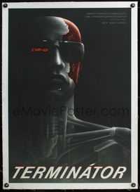 4r199 TERMINATOR linen Czech 23x32 '90 best different art of cyborg Schwarzenegger in cool shades!