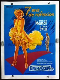 4r249 SEVEN YEAR ITCH linen French 23x31 R70s sexy skirt blowing art of Marilyn Monroe by Grinsson!