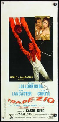 4r264 TRAPEZE linen Italian locandina R63 cool art of Lancaster, Lollobrigida & Curtis by Ciriello!