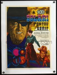 4r174 TRUE GRIT linen Romanian '71 different art of John Wayne with Kim Darby by Desideriu!