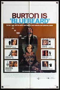 4x088 BLUEBEARD 1sh '72 serial killer Richard Burton, Joey Heatherton has a beautiful body!