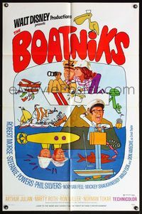 4x089 BOATNIKS style A 1sh '70 Disney, wacky art of Phil Silvers, Stefanie Powers & Robert Morse!