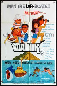 4x090 BOATNIKS style B 1sh '70 Disney, wacky art of Phil Silvers, Stefanie Powers & Robert Morse!